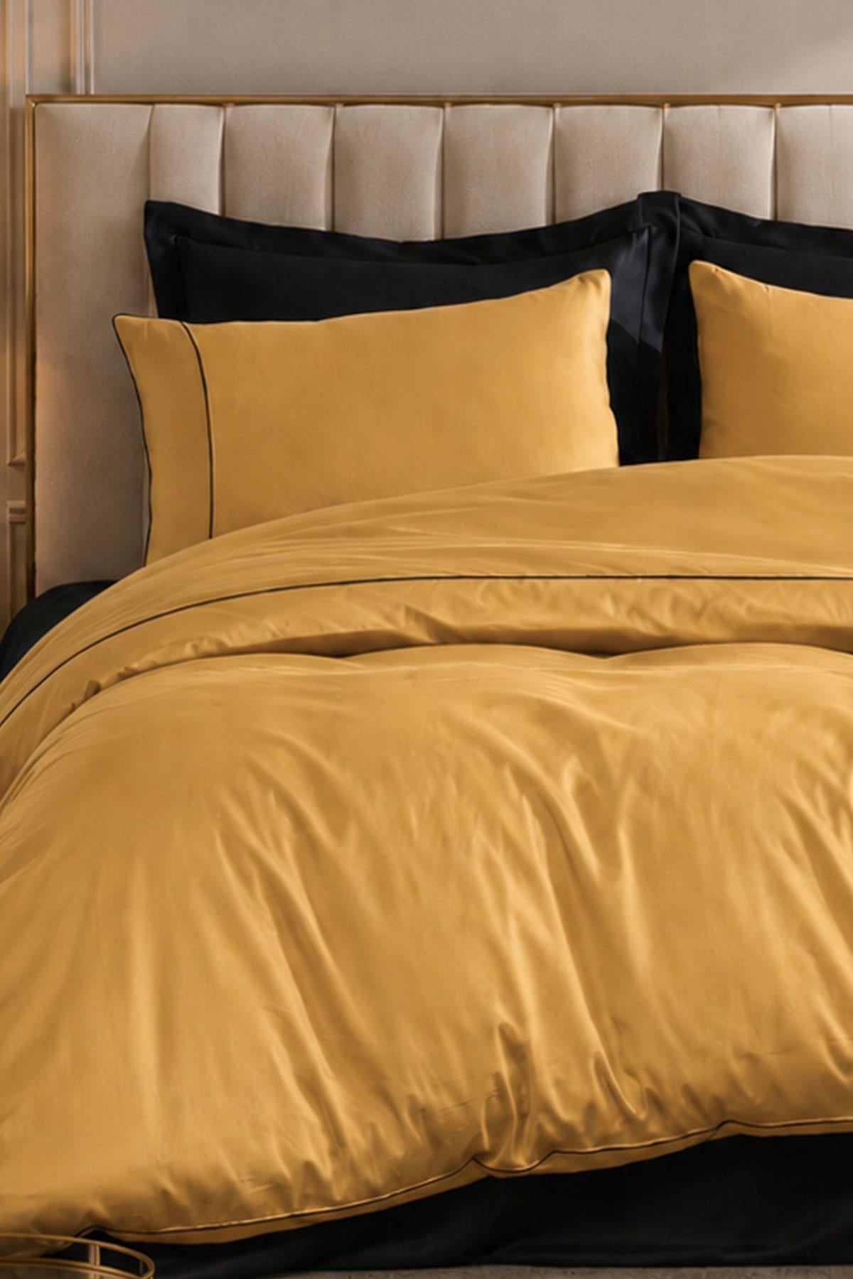 Alix Piped Cotton Satin Super King Size 6-Piece Duvet Cover Set
