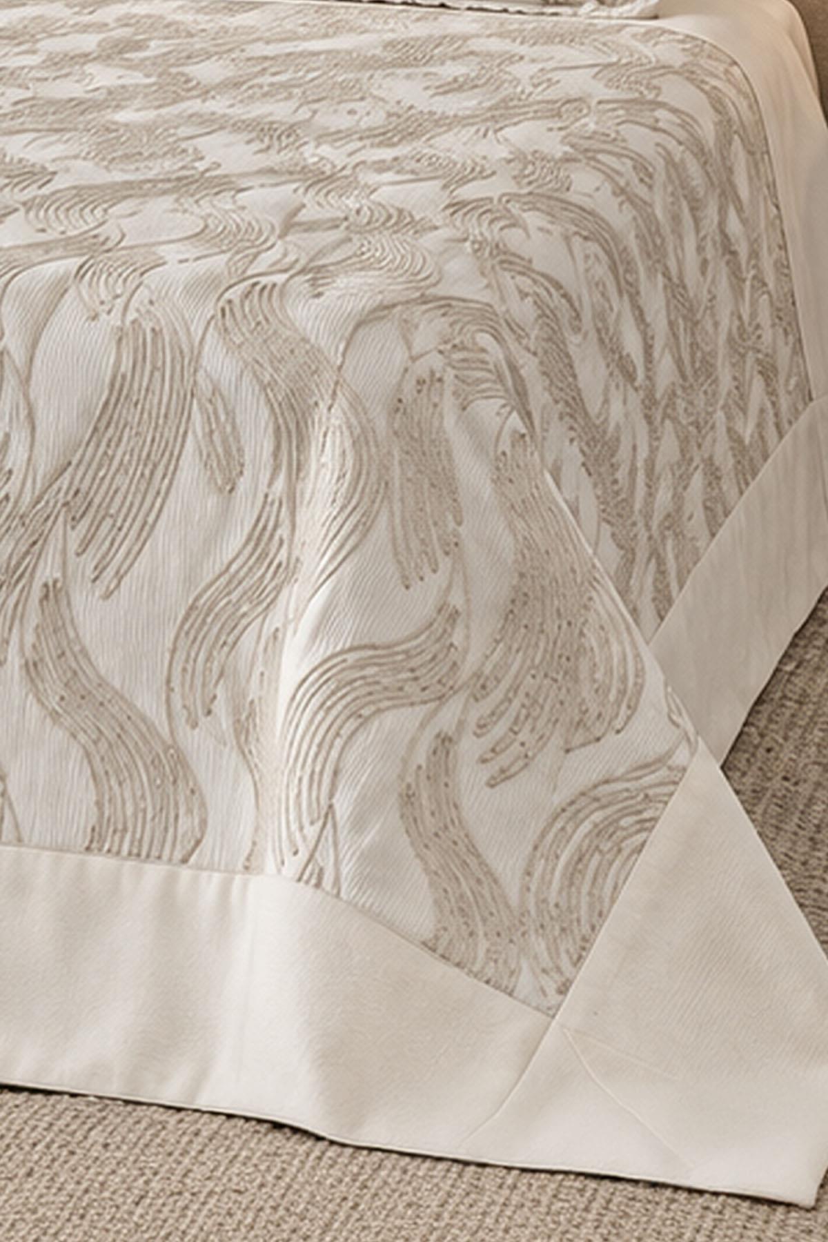 Calvina Feather-Embroidered Double Bedspread