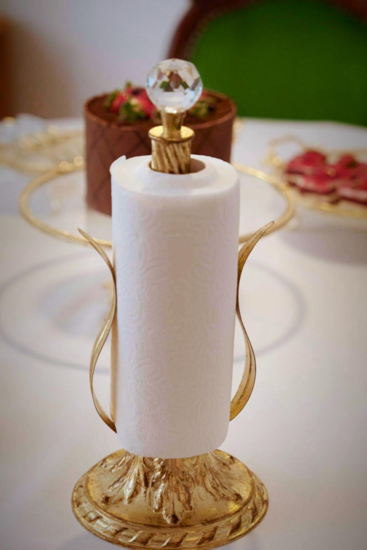 Crystal Gold Leaf Detailed Paper Towel Holder - Nazik Home - Value for My Home!