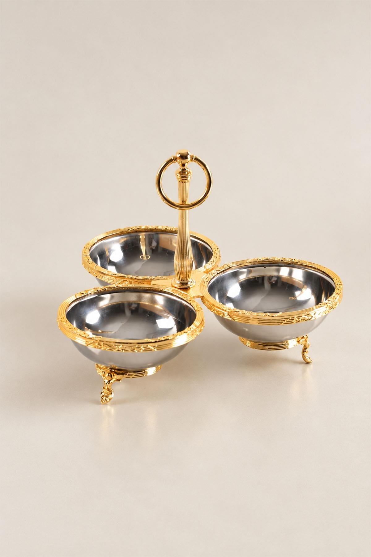 Kessa Gold Detailed 3-Piece Snack Bowl