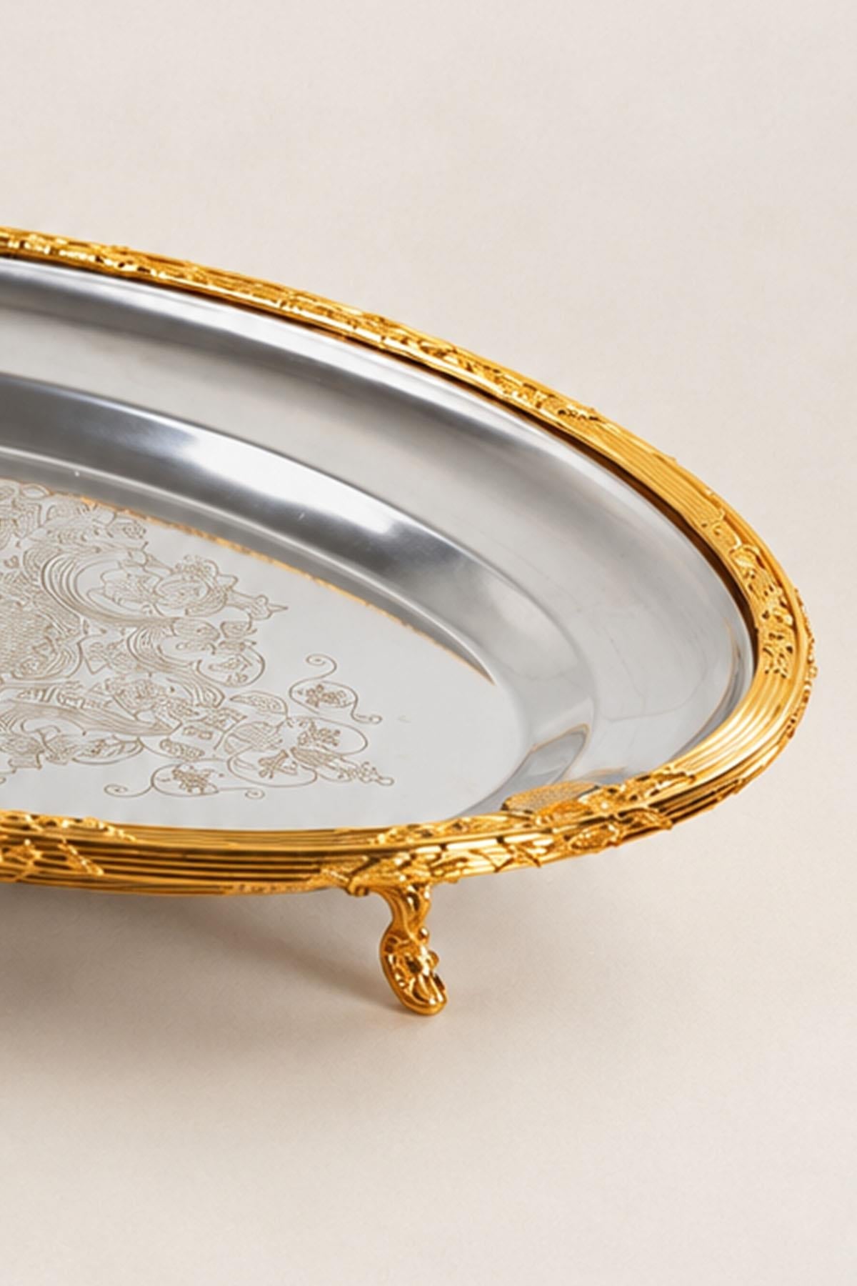 Kessa Gold Detailed Oval Serving Tray (38 cm)
