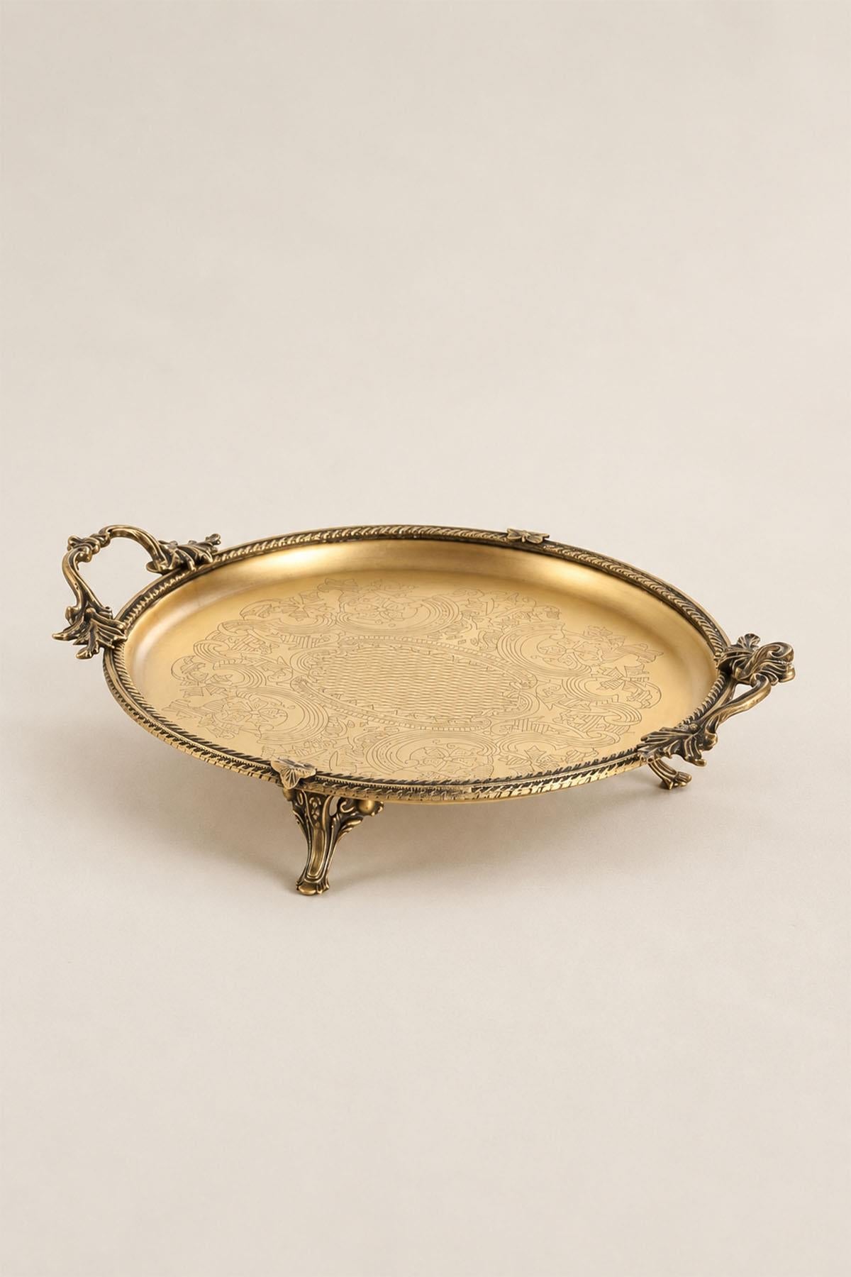 Kessa Antique Detail Round Tray with Handles (30 cm)