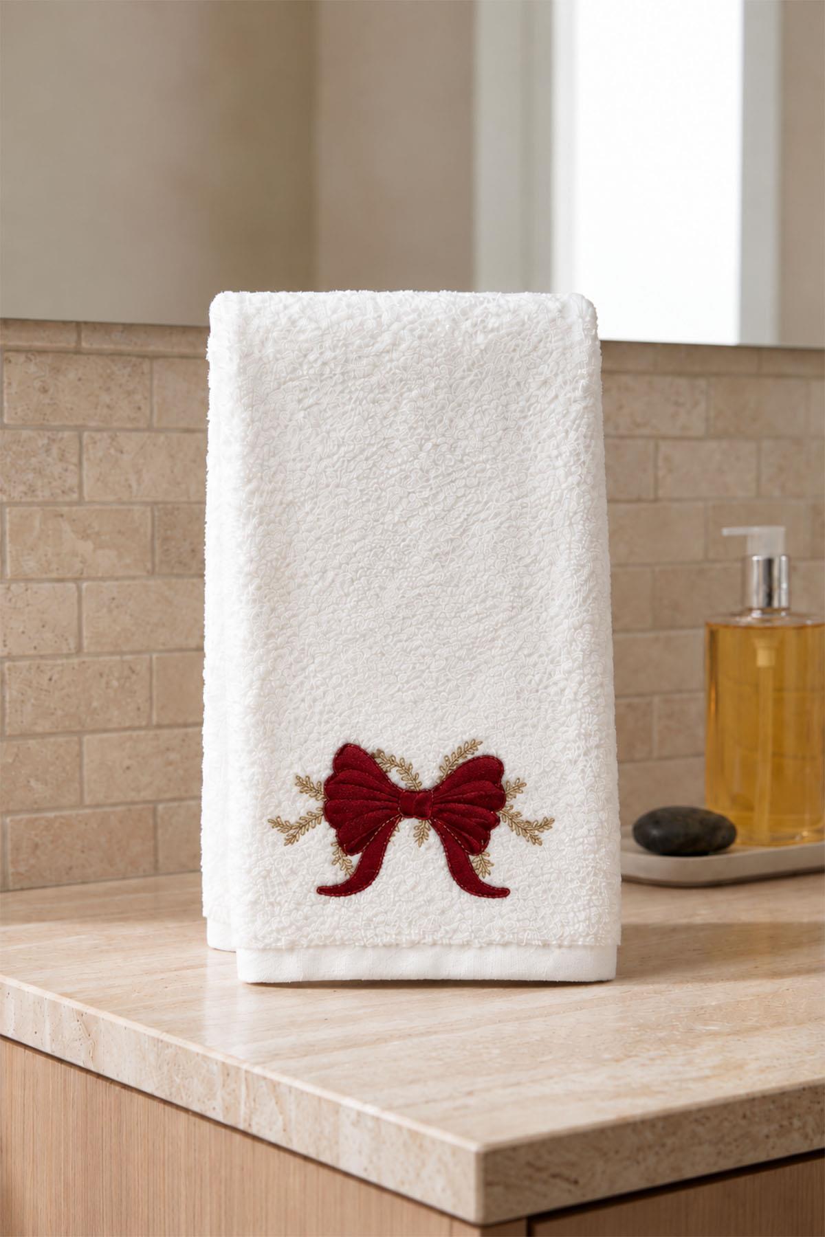 Hand Towel with Bow Embroidery (30 x 50 cm)
