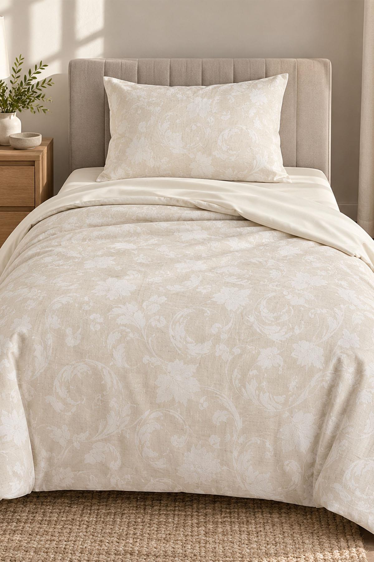 Ines Leaf Pattern 100% Cotton Single 3-Piece Duvet Cover Set