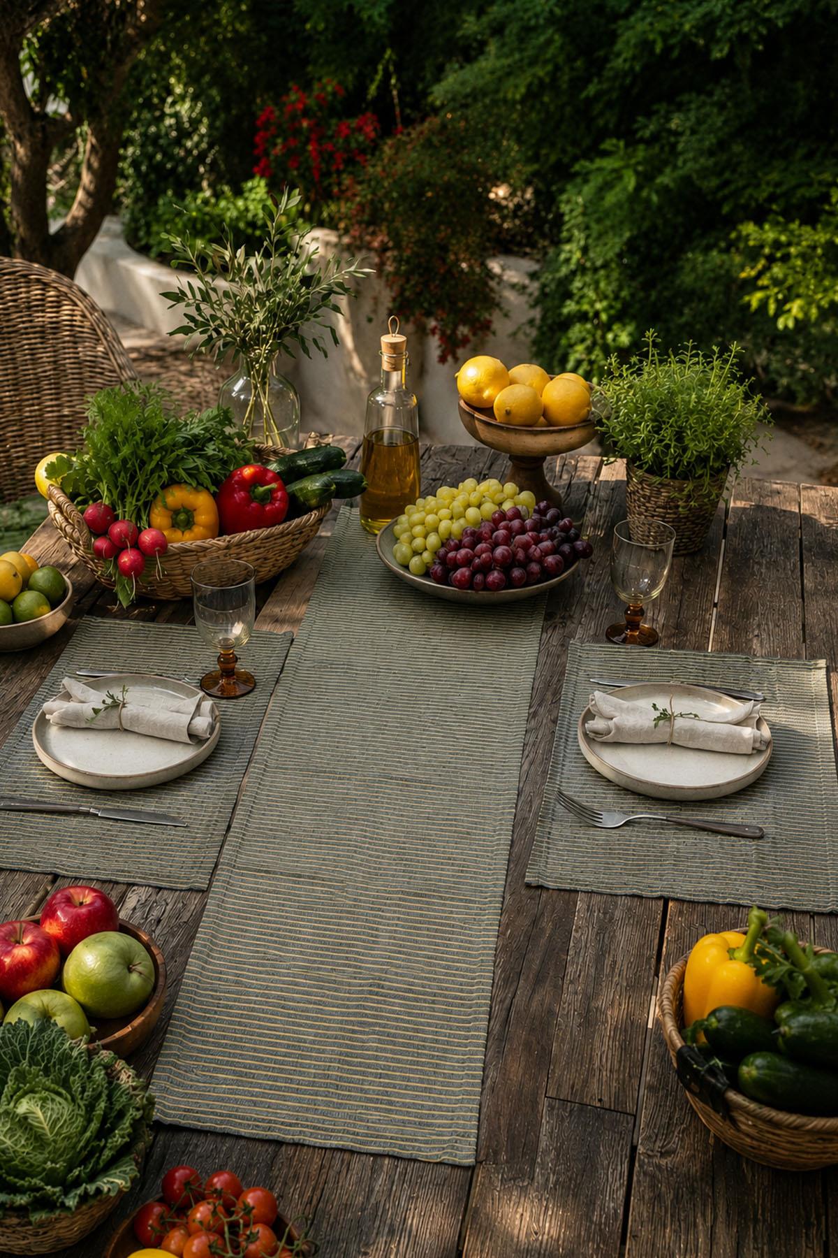 Lozano Stain-Resistant, Wrinkle-Free Placemat-Runner Table Set (3 Pieces)