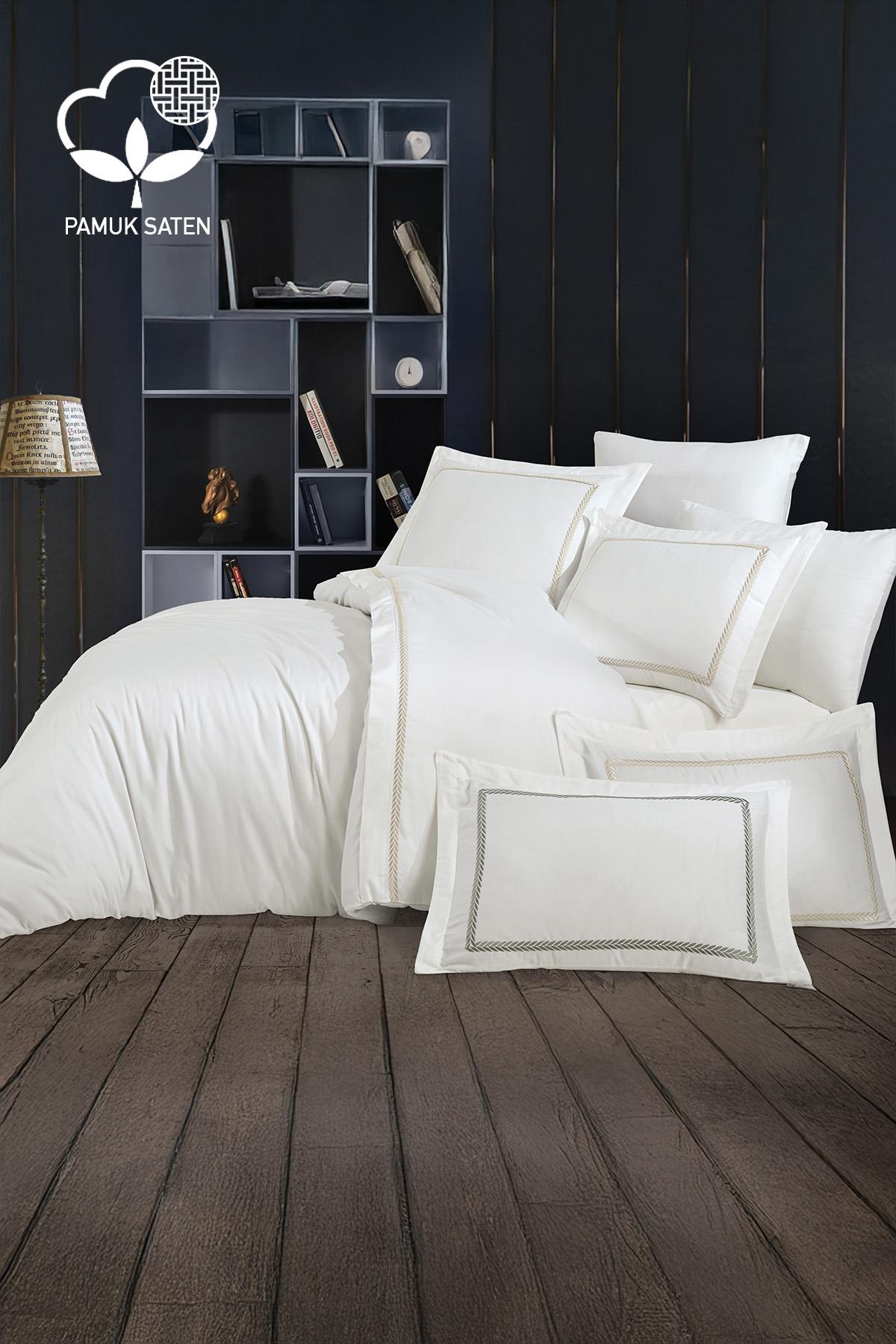 Olimpos Embroidered Cotton Satin King Size 6-Piece Duvet Cover Set
