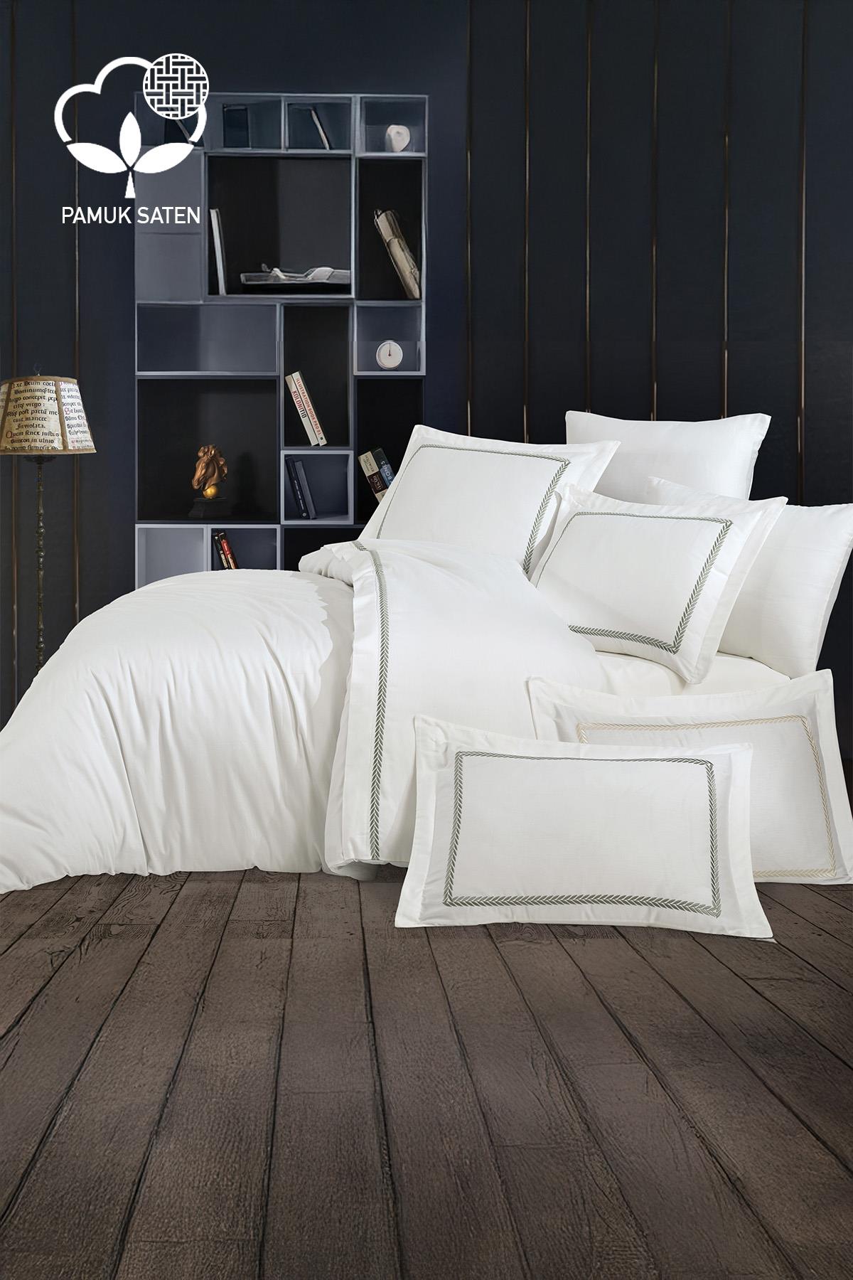 Olimpos Embroidered Cotton Satin Super King Size 6-Piece Duvet Cover Set