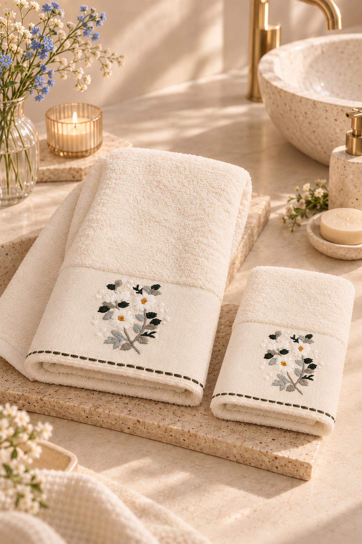 Sueno Floral Embroidered Face Towel (50 x 90 cm)