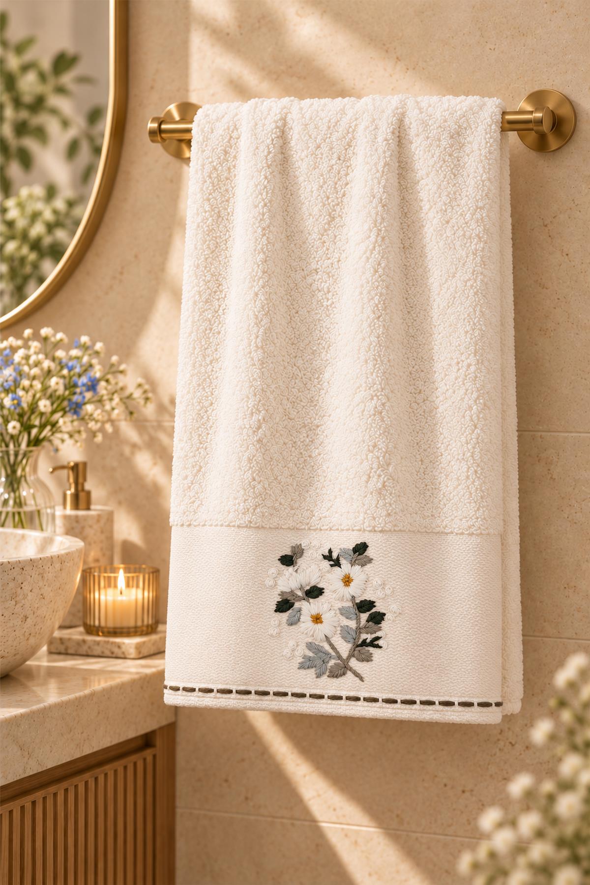 Sueno Floral Embroidered Face Towel (50 x 90 cm)