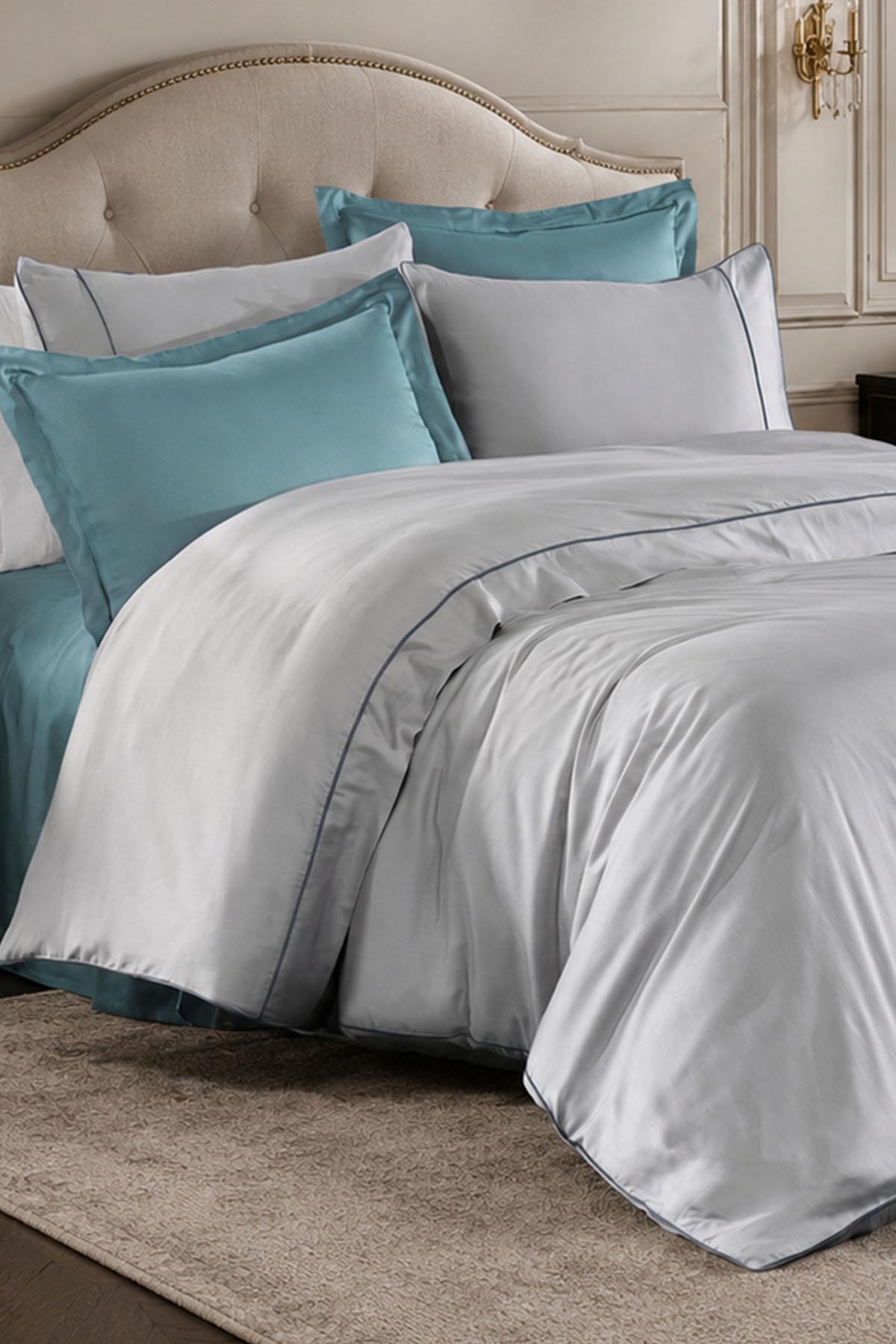 Alix Piped Cotton Satin Super King Size 6-Piece Duvet Cover Set
