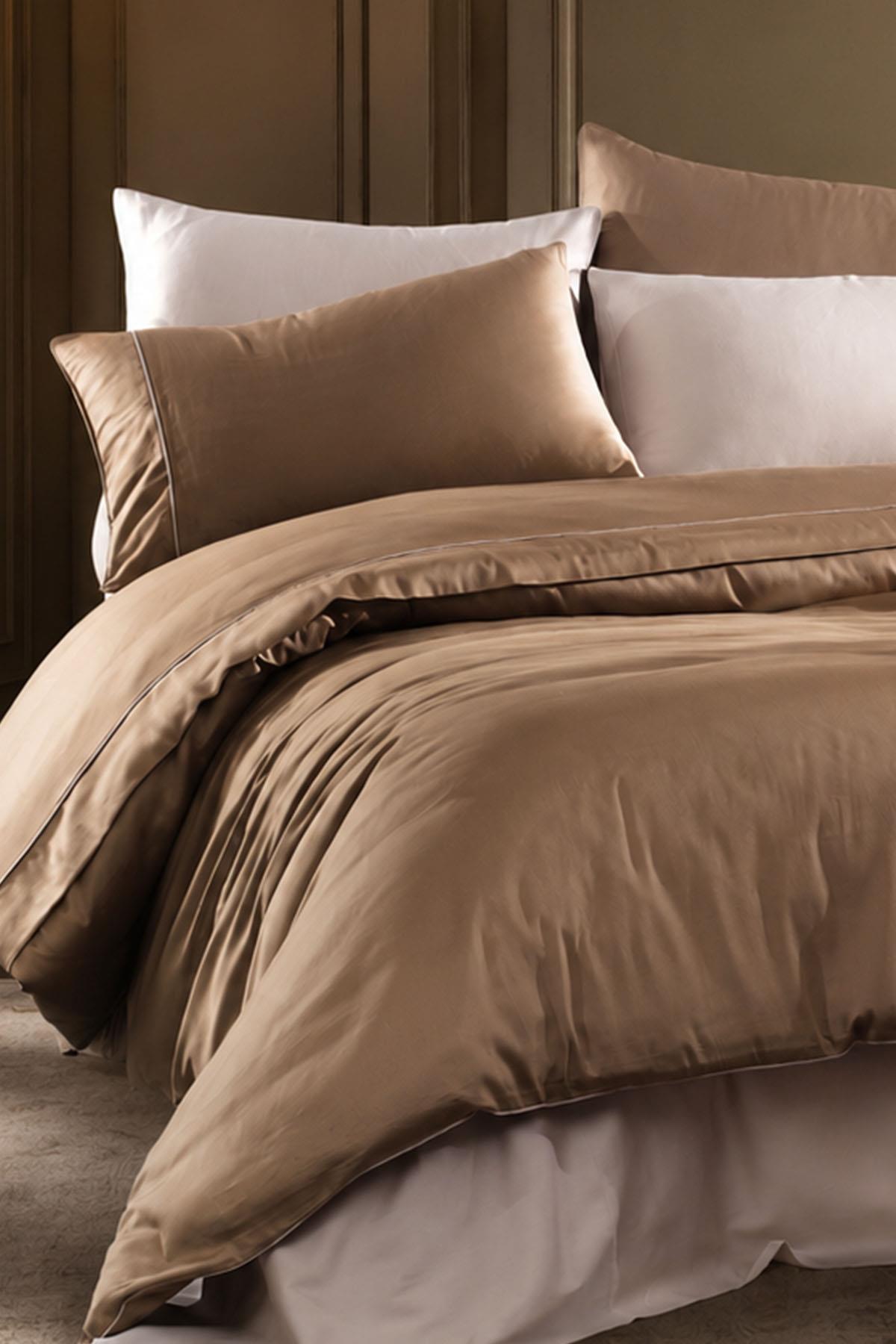 Alix Piped Cotton Satin Super King Size 6-Piece Duvet Cover Set