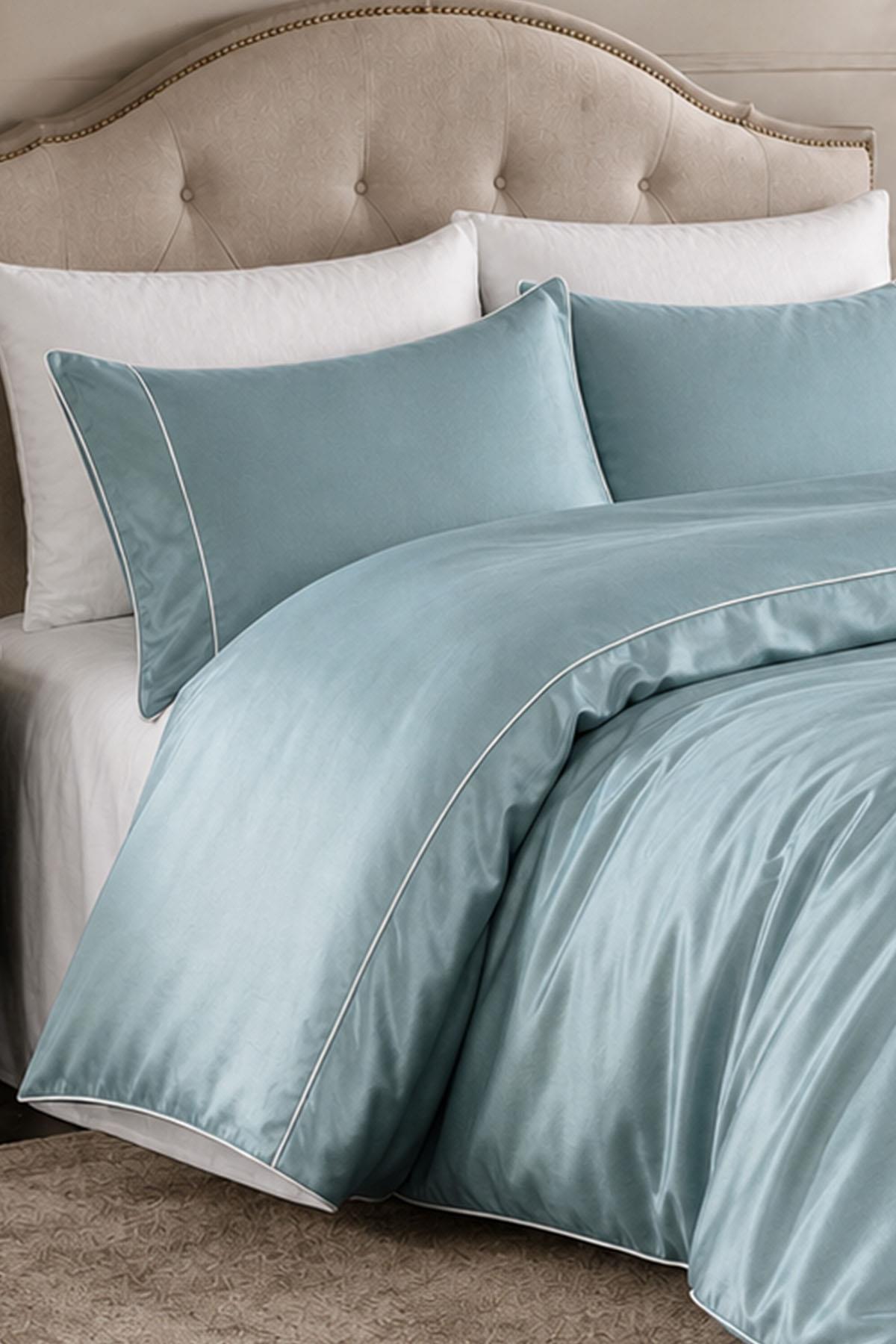 Alix Piped Cotton Satin Super King Size 6-Piece Duvet Cover Set