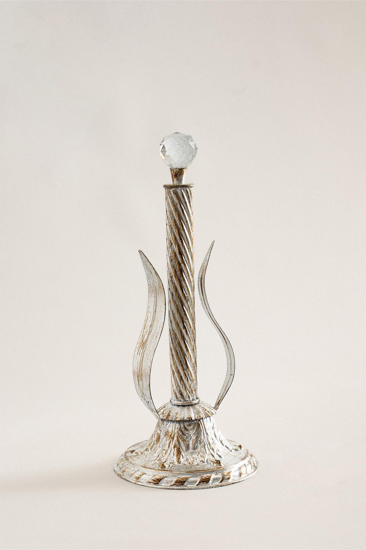 Crystal Silver Foil Detailed Paper Towel Holder - Nazik Home - Value for My Home!