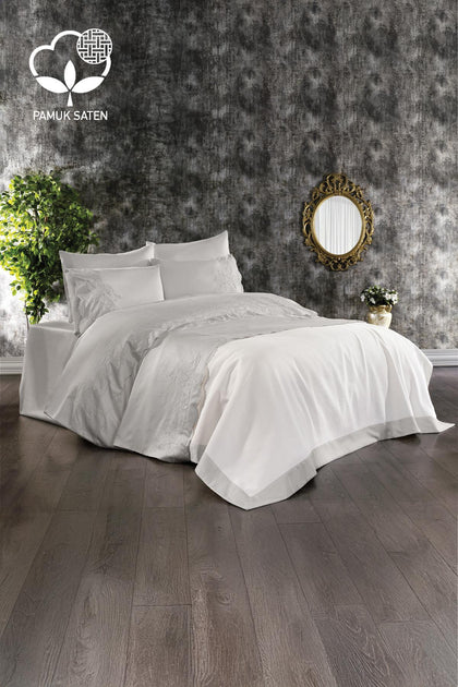 Dynasty Embroidered Double 7-Piece Duvet Cover + Blanket Set