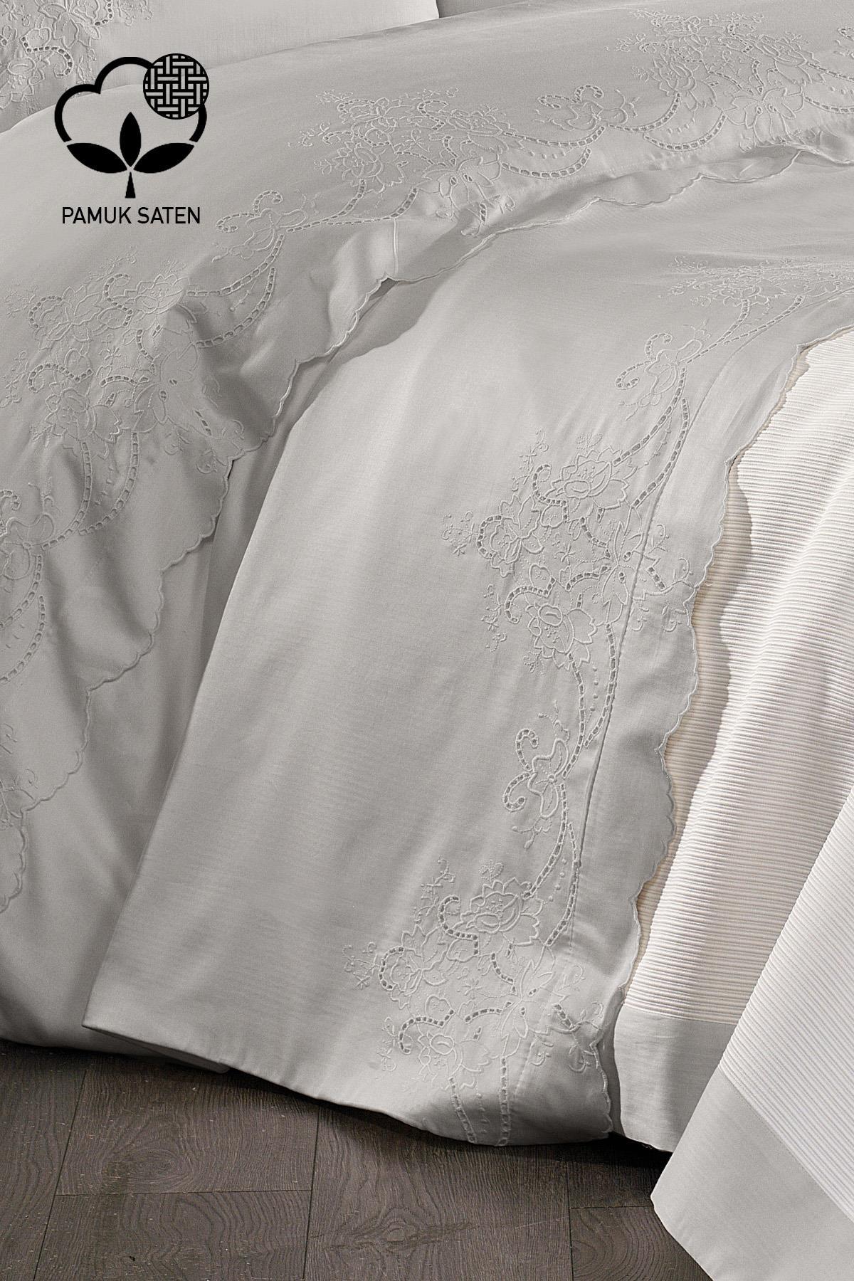 Dynasty Embroidered King Size 7-Piece Duvet Cover + Quilt Set