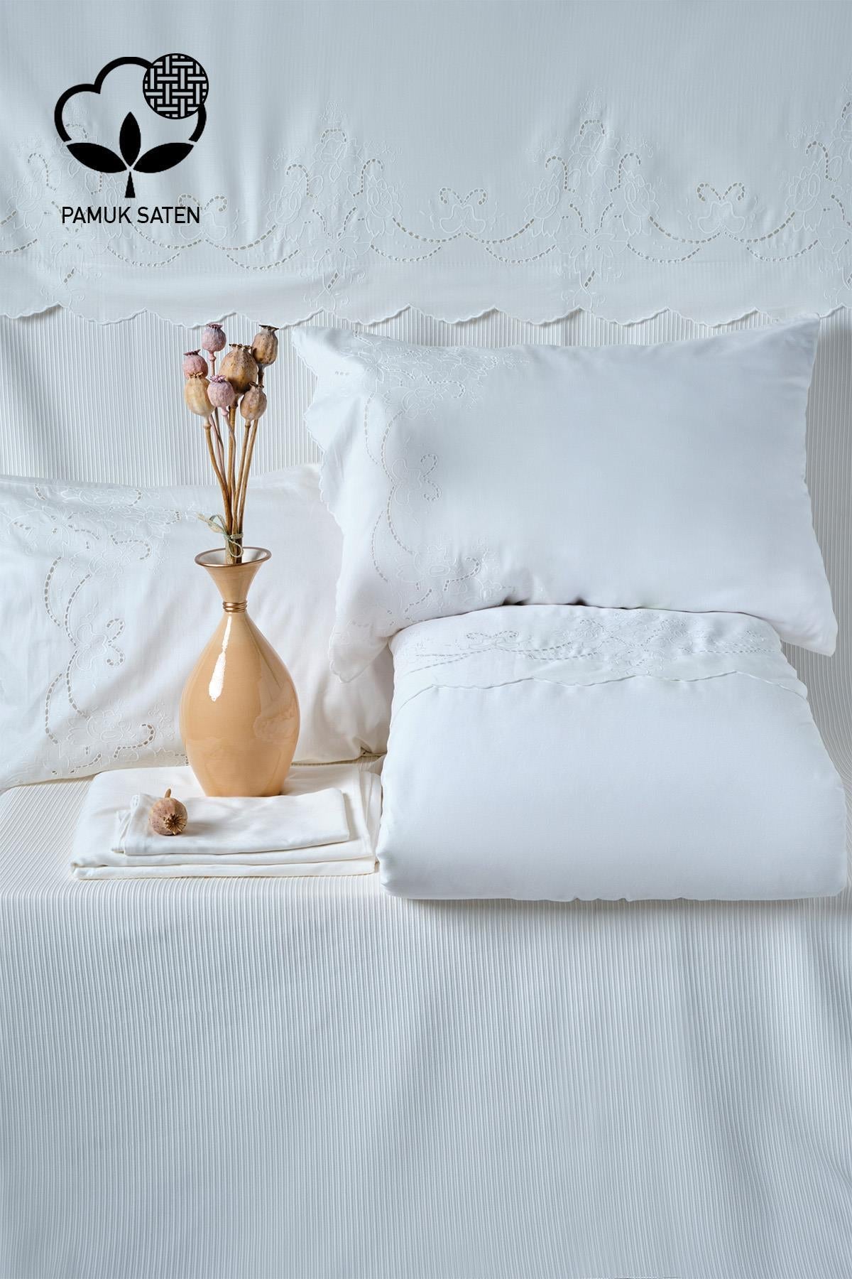 Dynasty Embroidered King Size 7-Piece Duvet Cover + Quilt Set